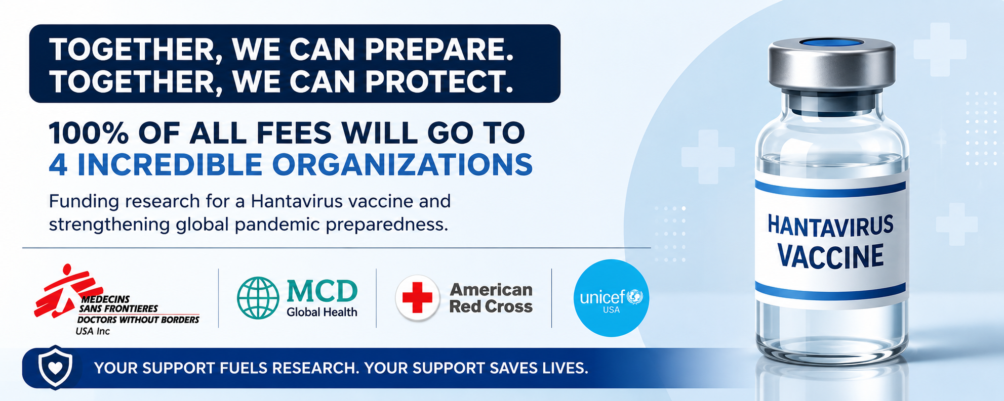Together, we can prepare. Together, we can protect. 100% of fees go to 4 incredible organizations.
